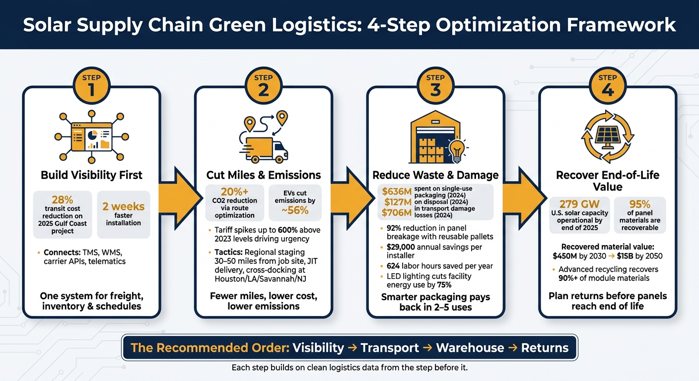 Solar Supply Chain Green Logistics: 4-Step Optimization Framework
