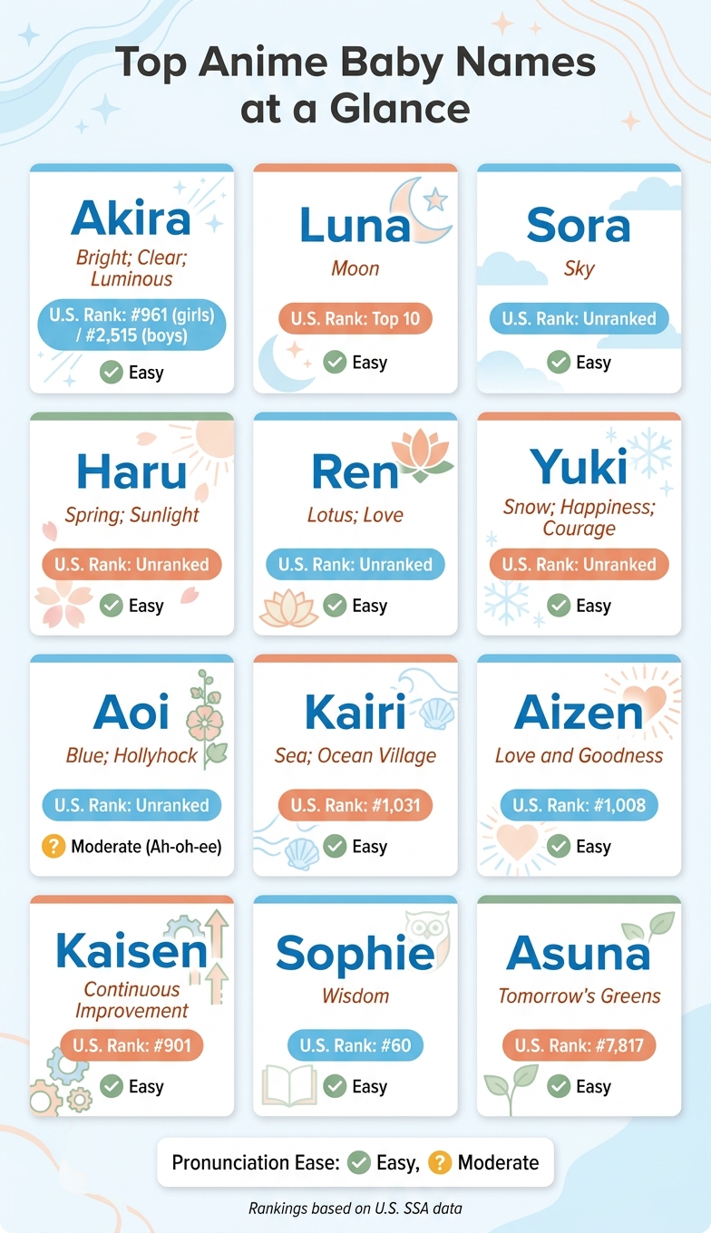 Top Anime Baby Names: U.S. Rankings, Meanings & Pronunciation Guide