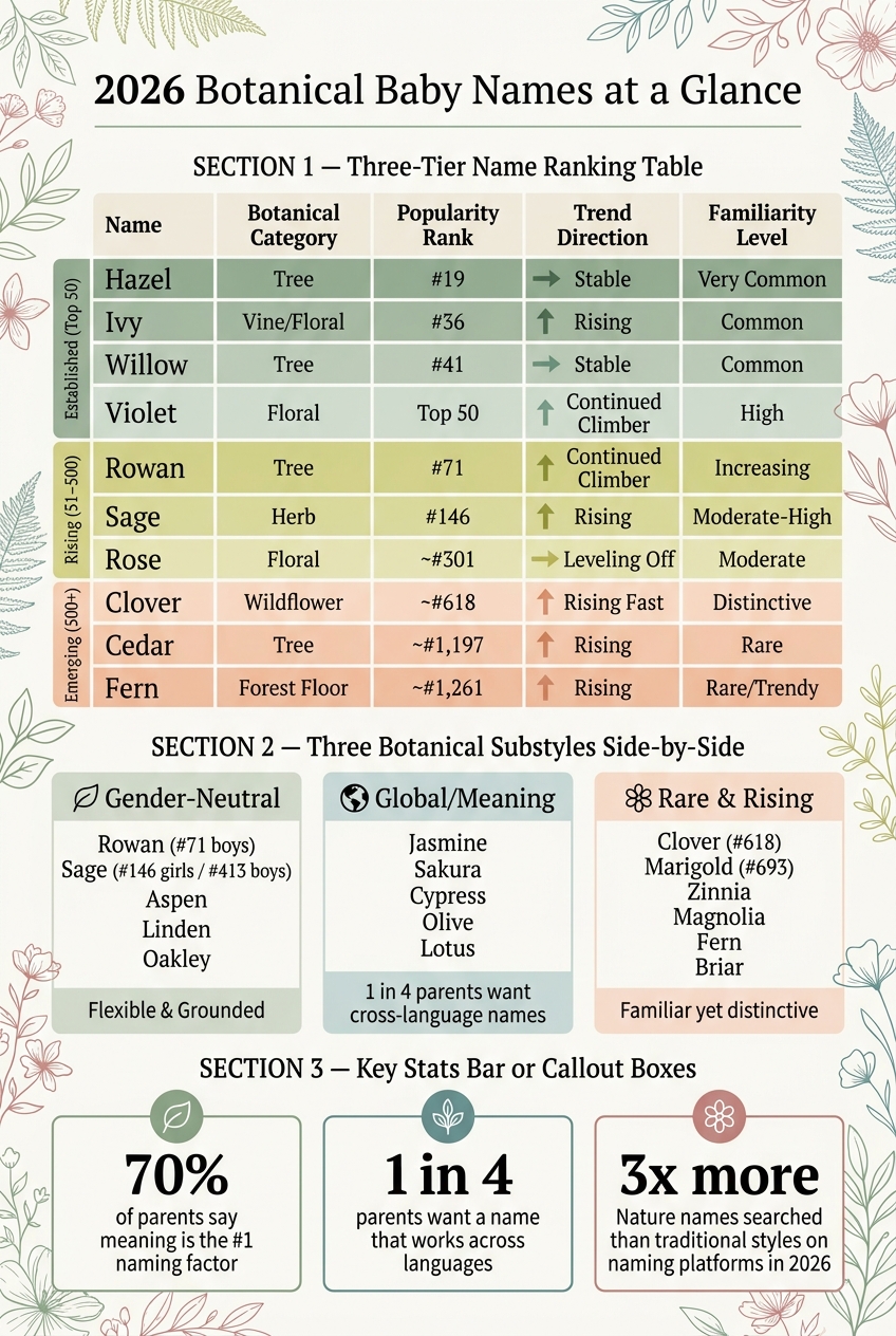 2026 Botanical Baby Names: Established, Rising & Emerging Trends