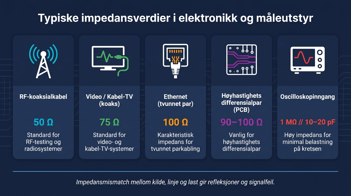 Typiske impedansverdier i elektronikk og måleutstyr