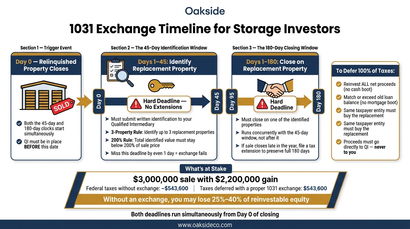 1031 Exchange Timeline for Storage Investors: Key Steps & Deadlines
