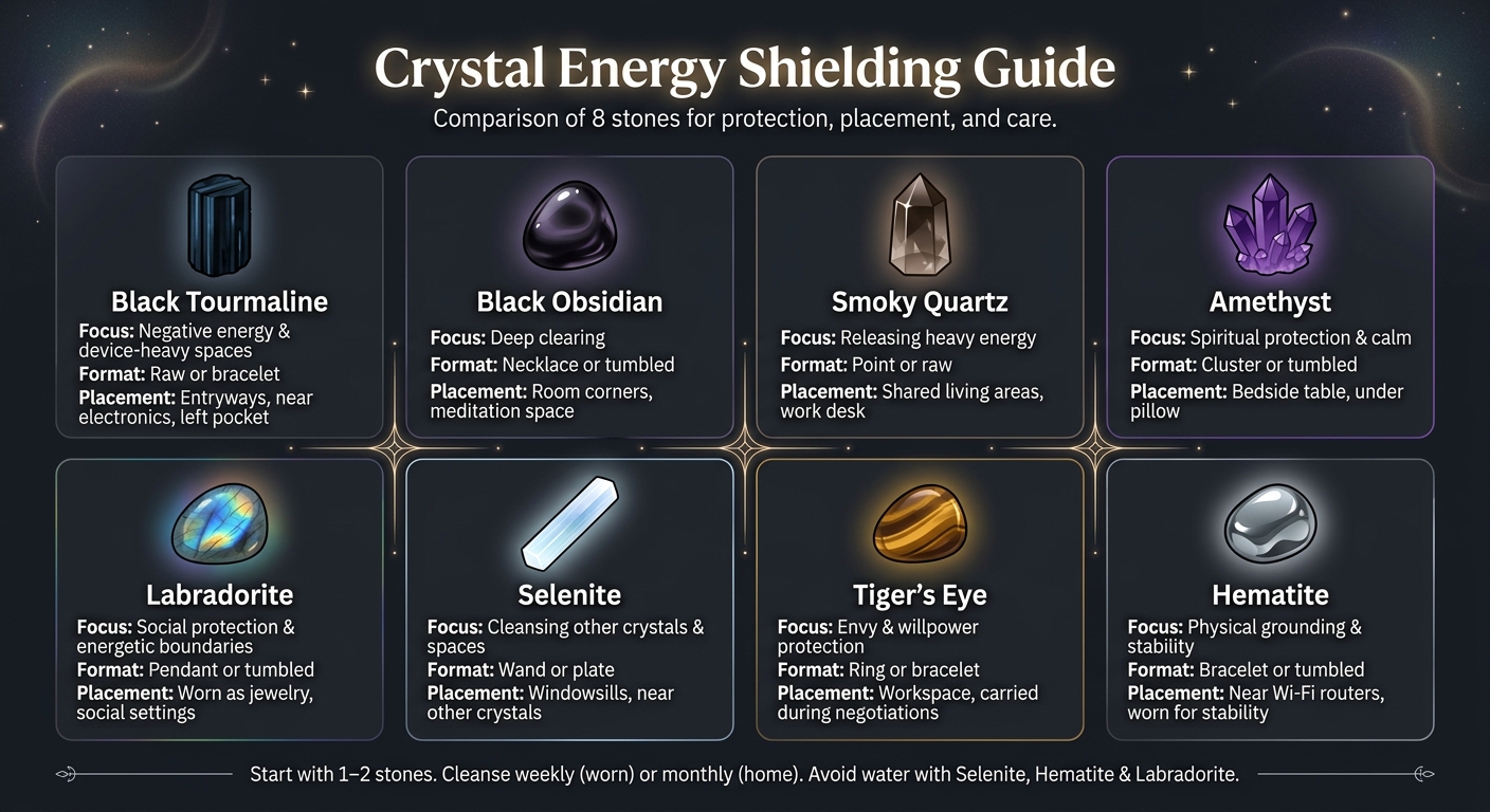 Crystal Energy Shielding Guide: 8 Crystals & Their Uses