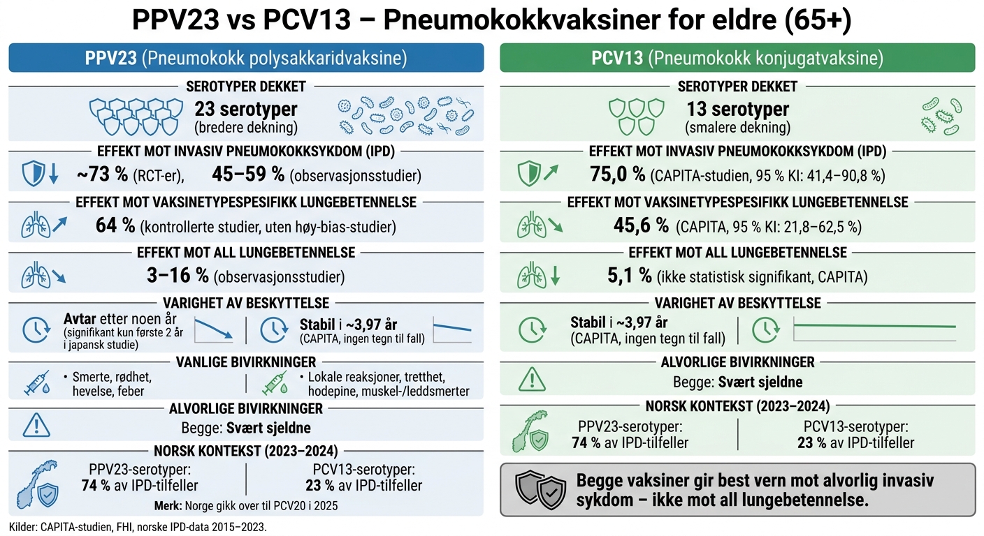 PPV23 vs PCV13: Effekt og sikkerhet hos eldre
