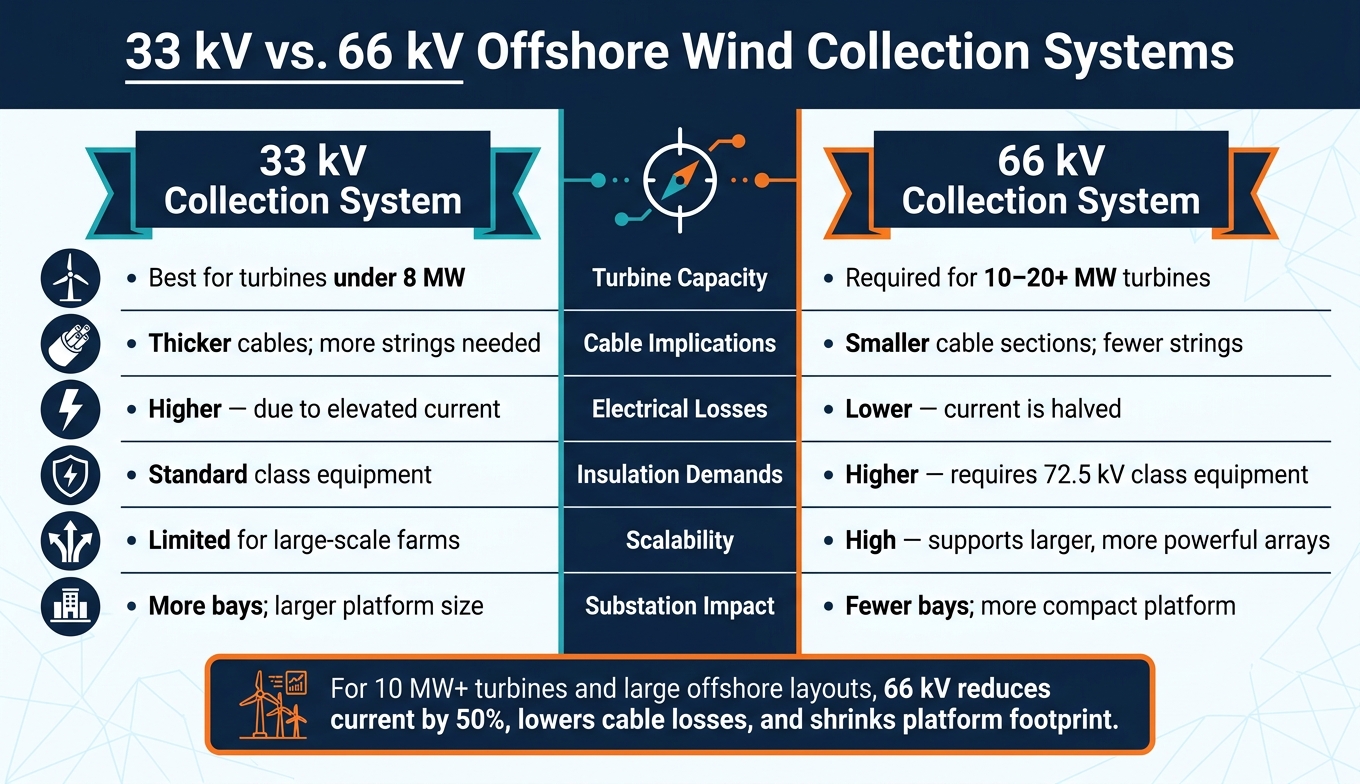 33 kV vs. 66 kV Offshore Wind Collection Systems: Key Differences