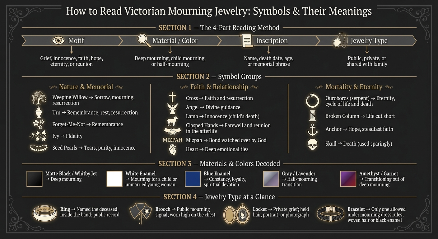 Victorian Mourning Jewelry Symbols: A Visual Reading Guide