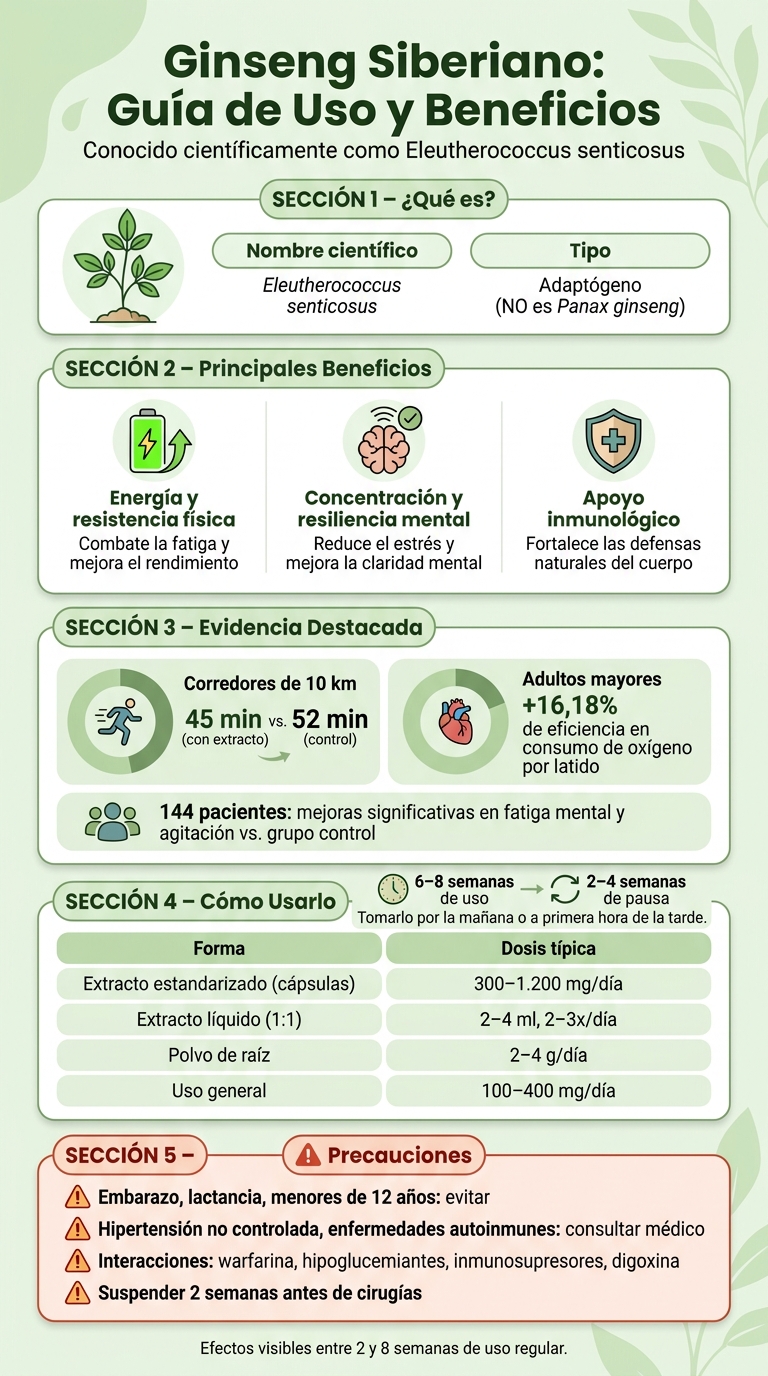 Ginseng Siberiano: Guía Rápida de Uso, Dosis y Beneficios