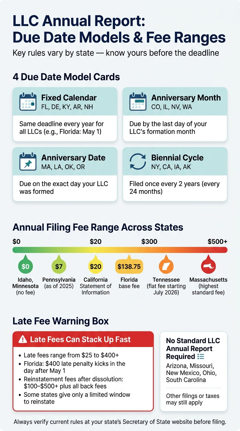 LLC Annual Report Due Date Models by State