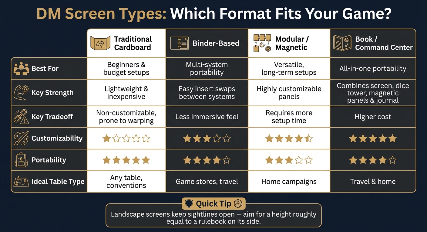 DM Screen Setup: 4 Screen Types Compared for Every Game Style