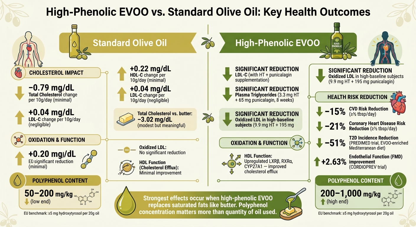 High-Phenolic EVOO vs. Standard Olive Oil: Key Health Outcomes