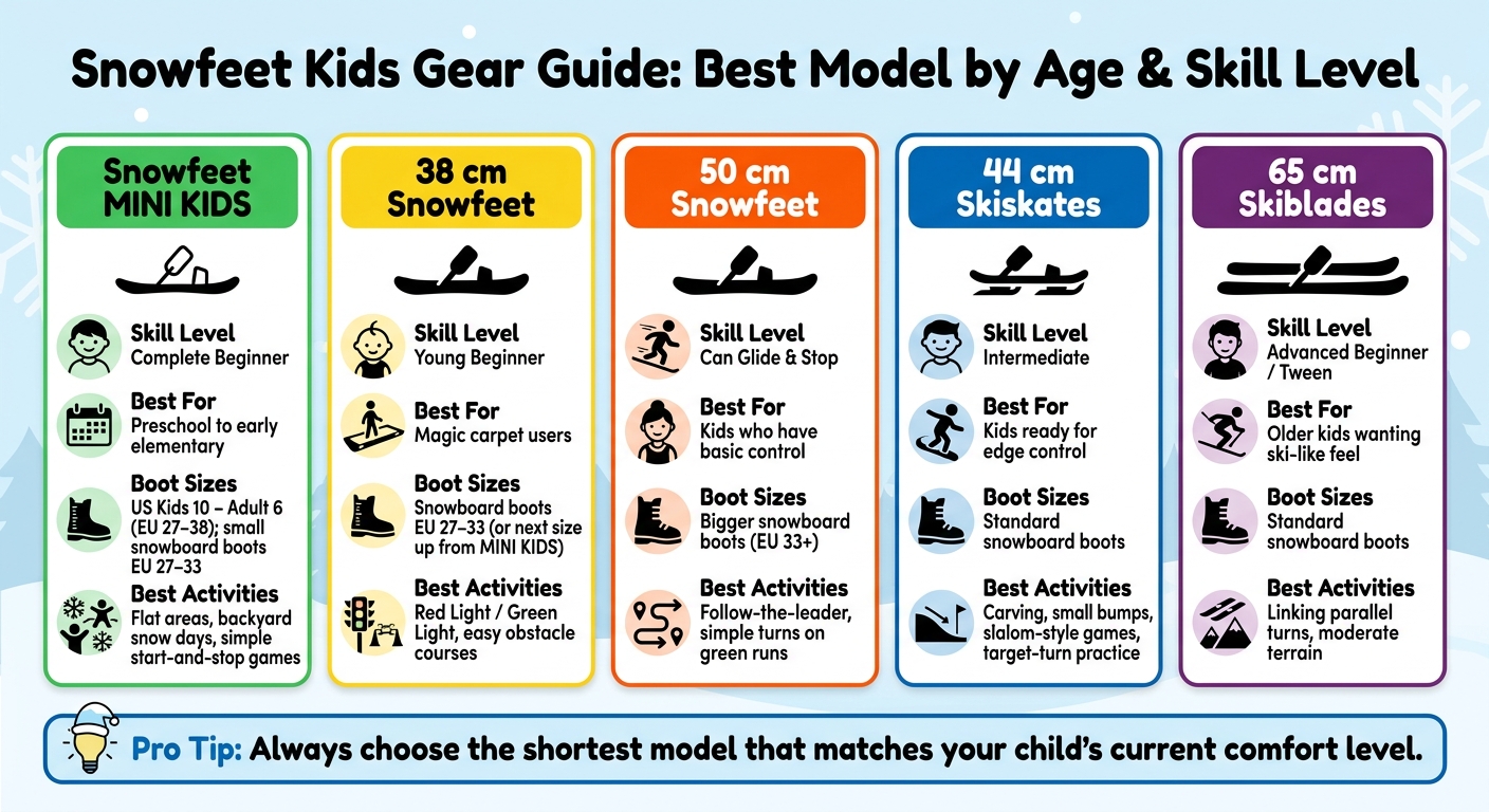 Snowfeet Kids Gear Guide: Best Model by Age & Skill Level
