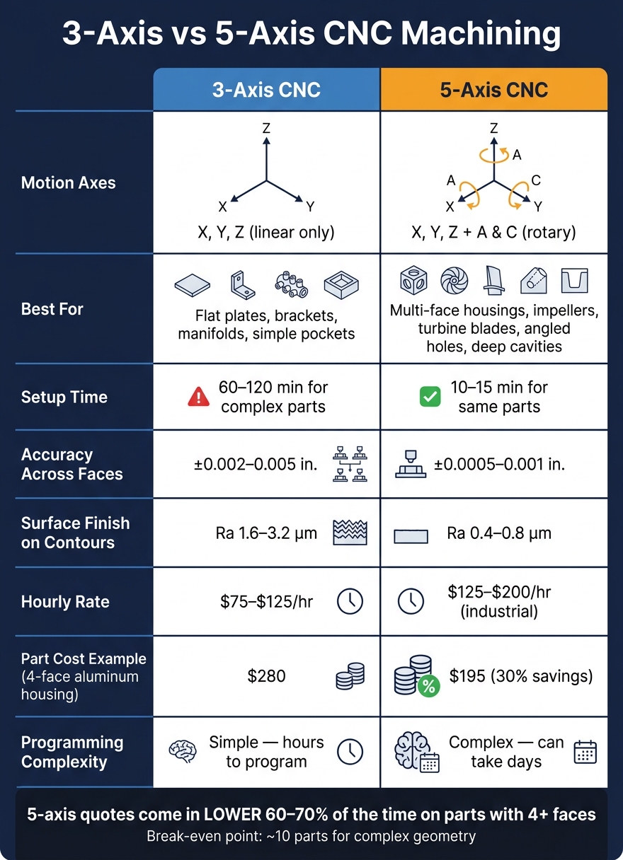 3-Axis vs 5-Axis CNC: Key Differences at a Glance