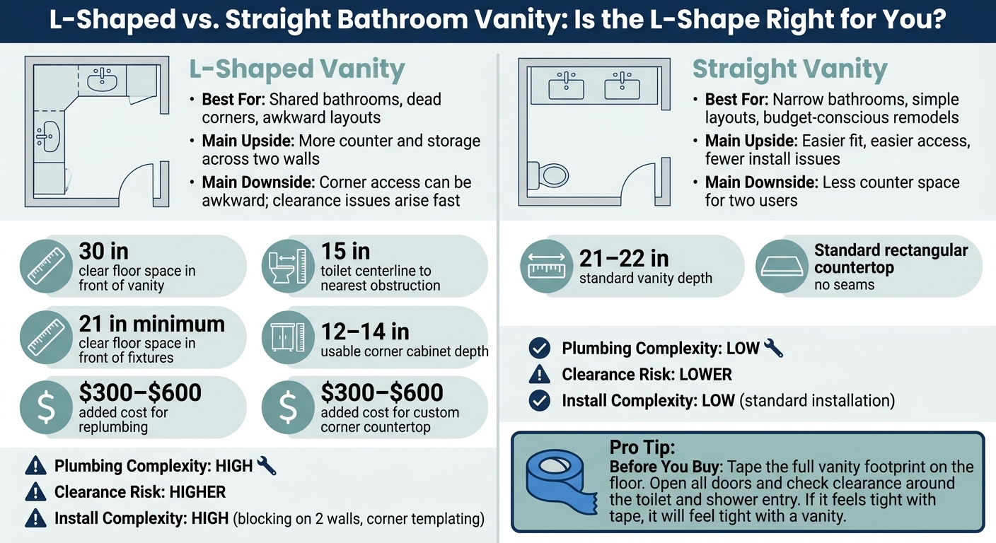 L-Shaped vs. Straight Bathroom Vanity: Key Differences at a Glance