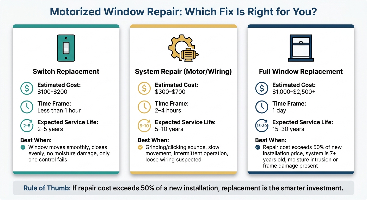 Motorized Window Switch Problem: Repair Options Compared by Cost, Time & Lifespan