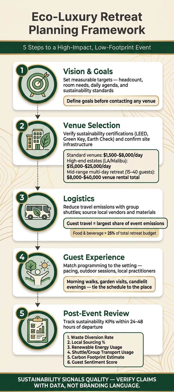 Eco-Luxury Retreat Planning Framework: 5 Steps to a Sustainable Event