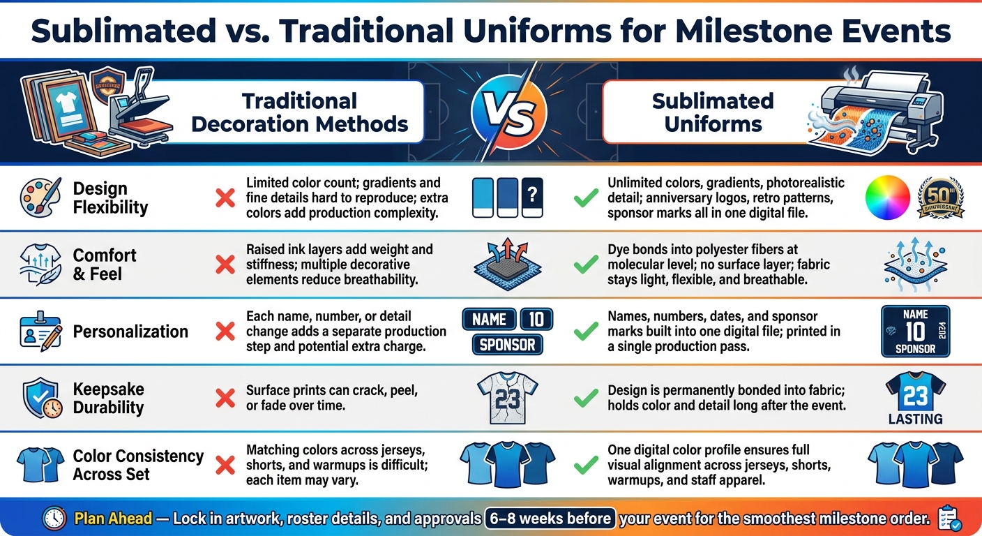 Sublimated vs. Traditional Uniforms for Milestone Events