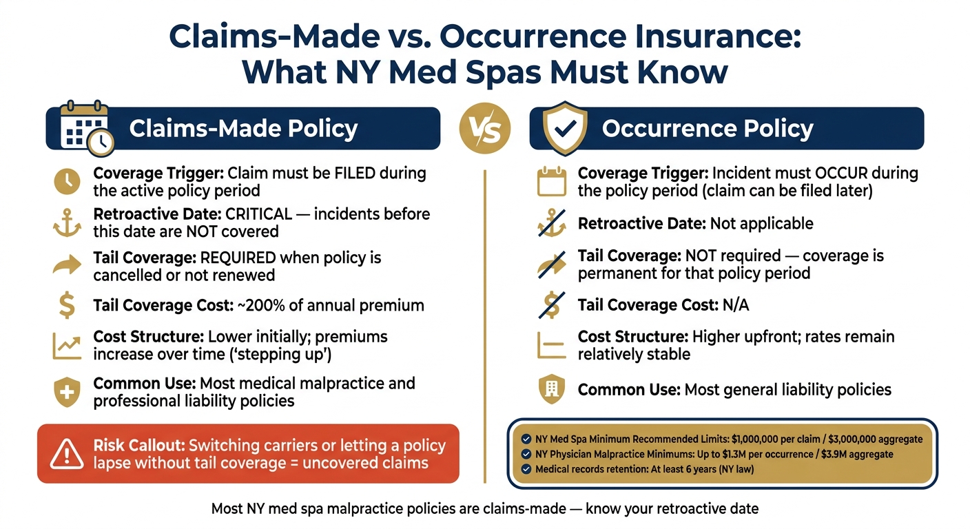 NY Med Spa Insurance Coverage: Claims-Made vs. Occurrence Policies Explained