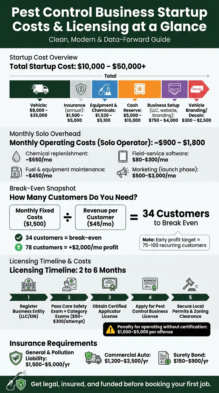 Pest Control Business Startup Costs & Licensing at a Glance