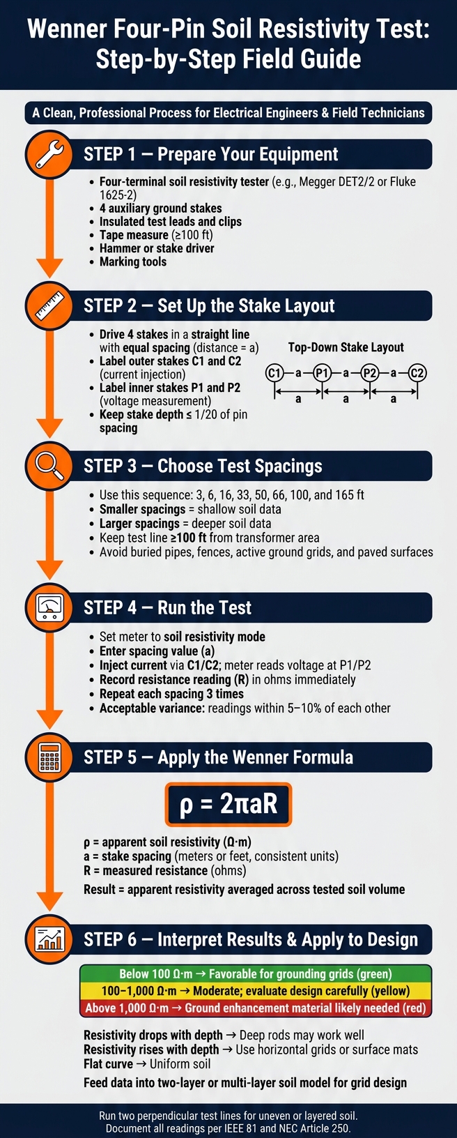 Wenner Four-Pin Soil Resistivity Test: Step-by-Step Field Guide