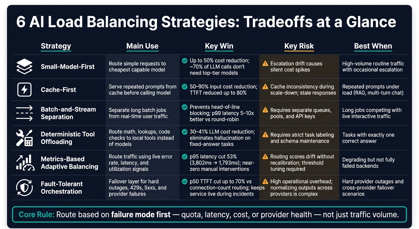 6 AI Load Balancing Strategies: Tradeoffs at a Glance