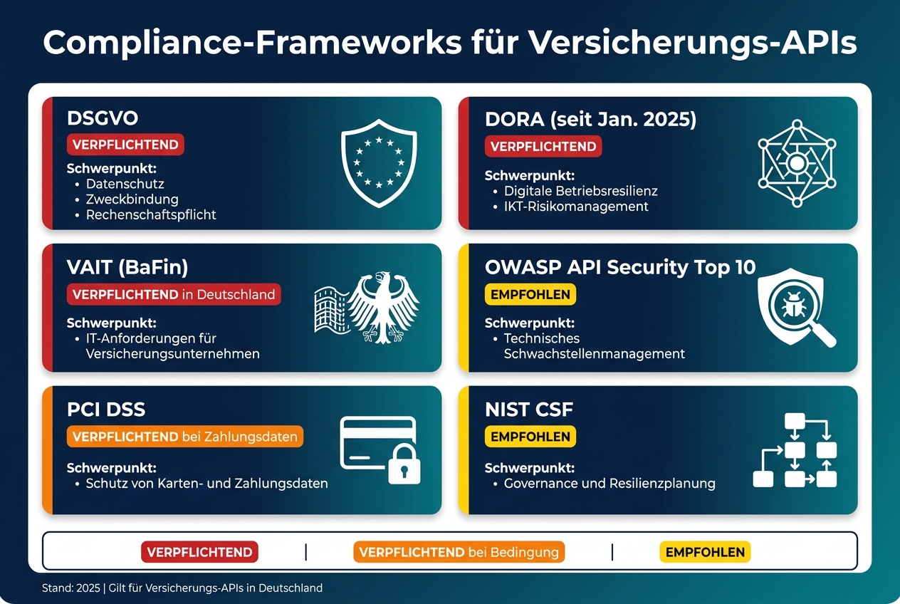 Compliance-Frameworks für Versicherungs-APIs im Überblick