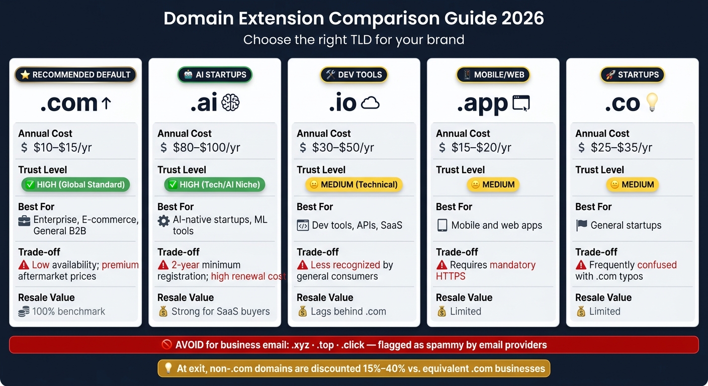 Domain TLD Comparison: Cost, Trust & Best Fit (2026)