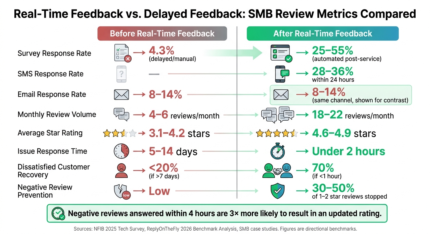 Real-Time Feedback vs. Delayed Feedback: SMB Review Metrics Compared