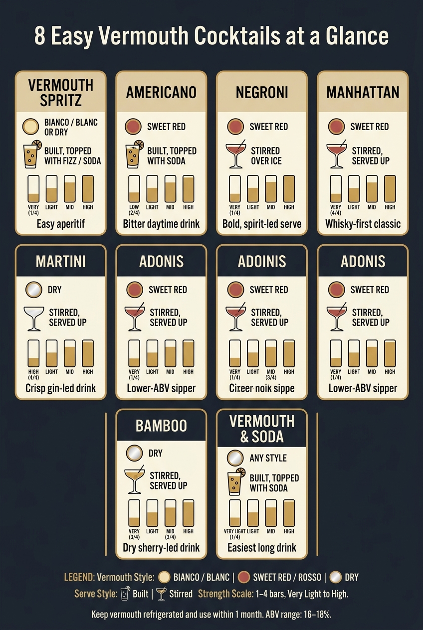 8 Easy Vermouth Cocktails: Quick Comparison Guide