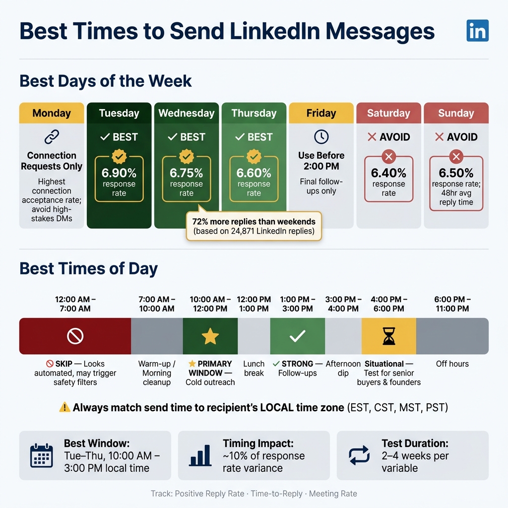 Best Times to Send LinkedIn Messages: Days & Hours Cheat Sheet