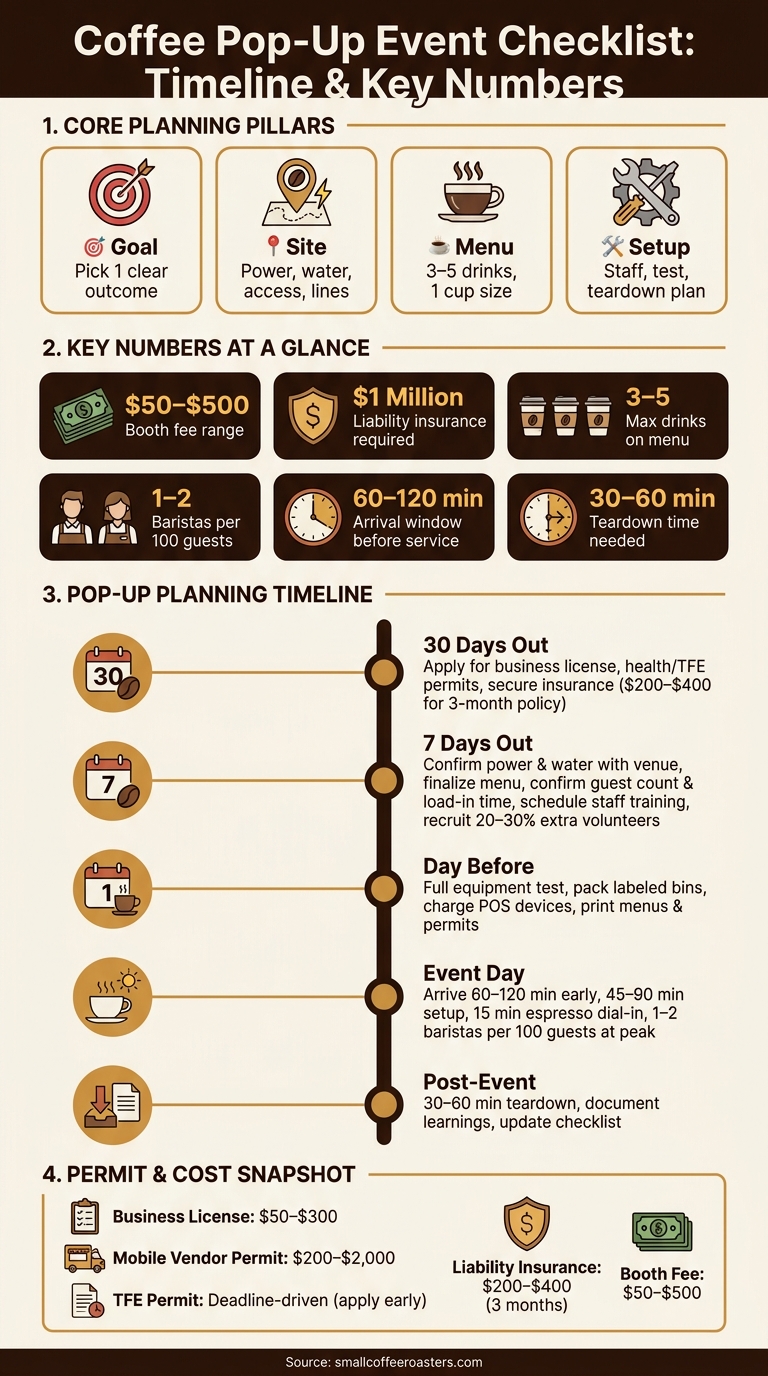 Coffee Pop-Up Event Checklist: Timeline & Key Numbers