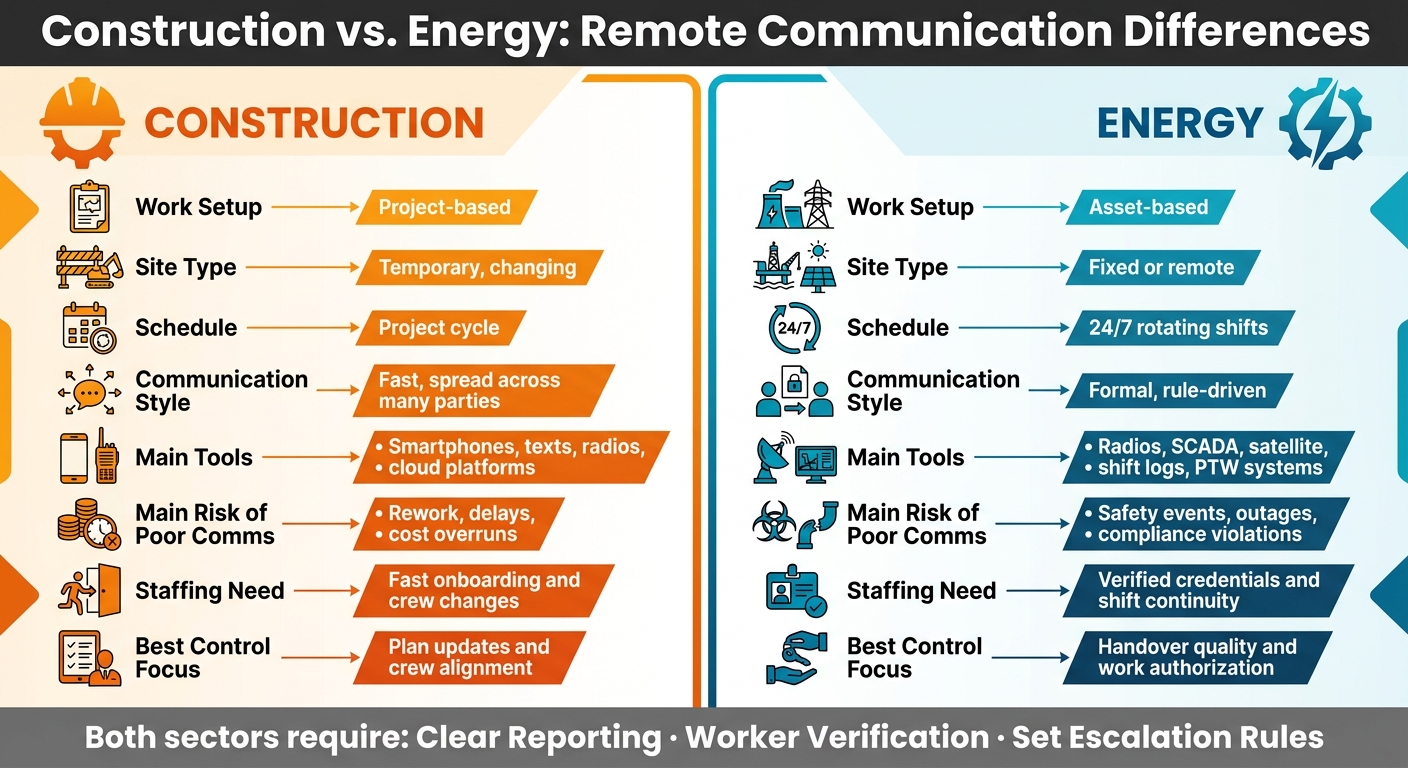 Construction vs. Energy Remote Communication: Key Differences at a Glance