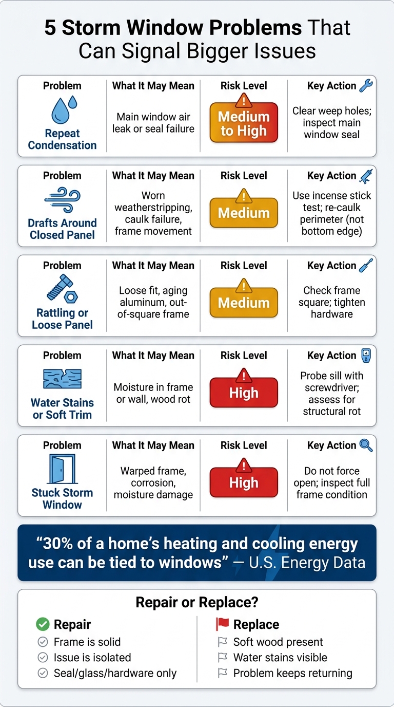 5 Storm Window Problems: Symptoms, Causes & Risk Levels