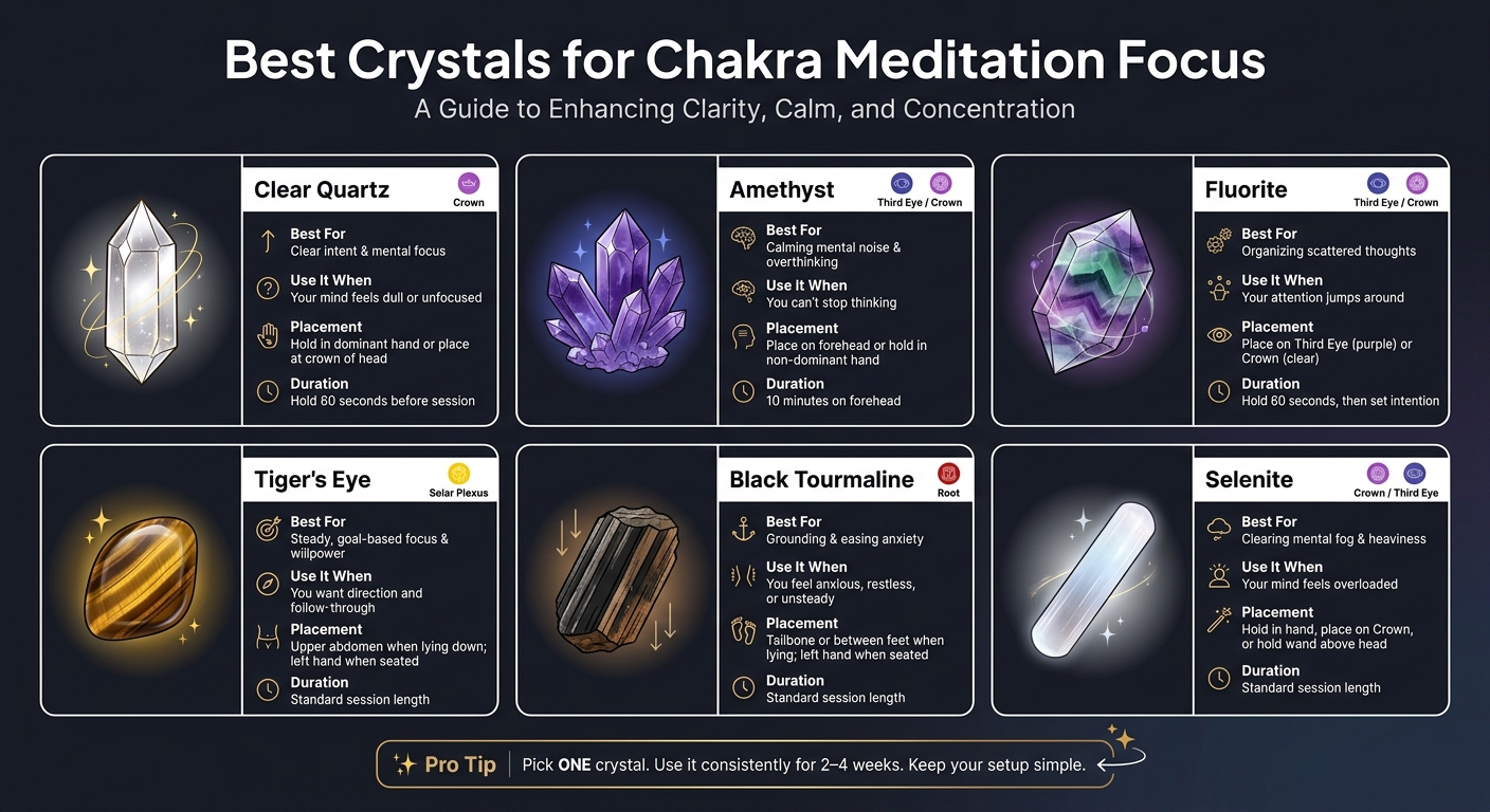 Best Crystals for Chakra Meditation Focus: Quick Comparison Guide