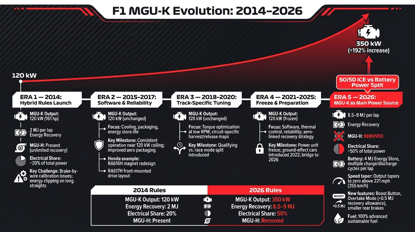 F1 MGU-K Evolution: 2014 to 2026  -  Power, Recovery & Strategy