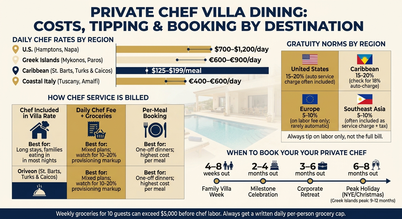 Private Chef Villa Dining: Costs, Tipping & Booking by Destination