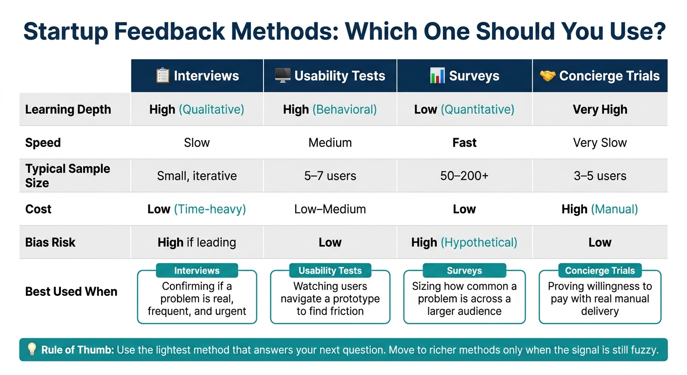 Startup Feedback Methods Compared: Find Your Best Fit