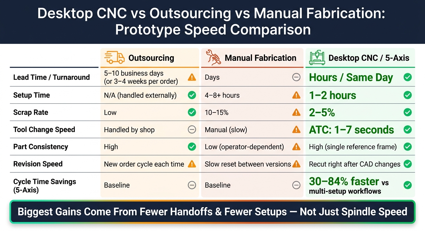 Desktop CNC vs Outsourcing vs Manual Fabrication: Prototype Speed Comparison