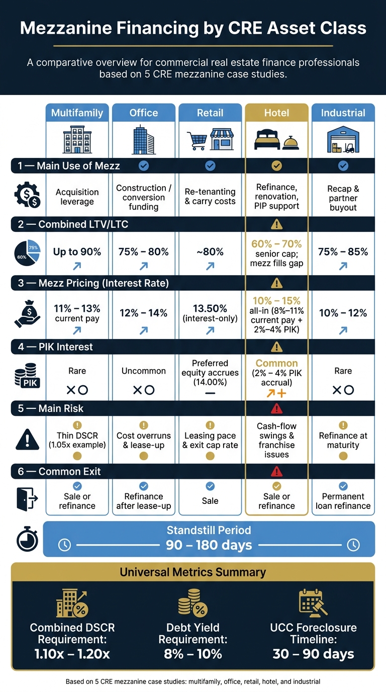 Mezzanine Financing by CRE Asset Class: Key Metrics Compared