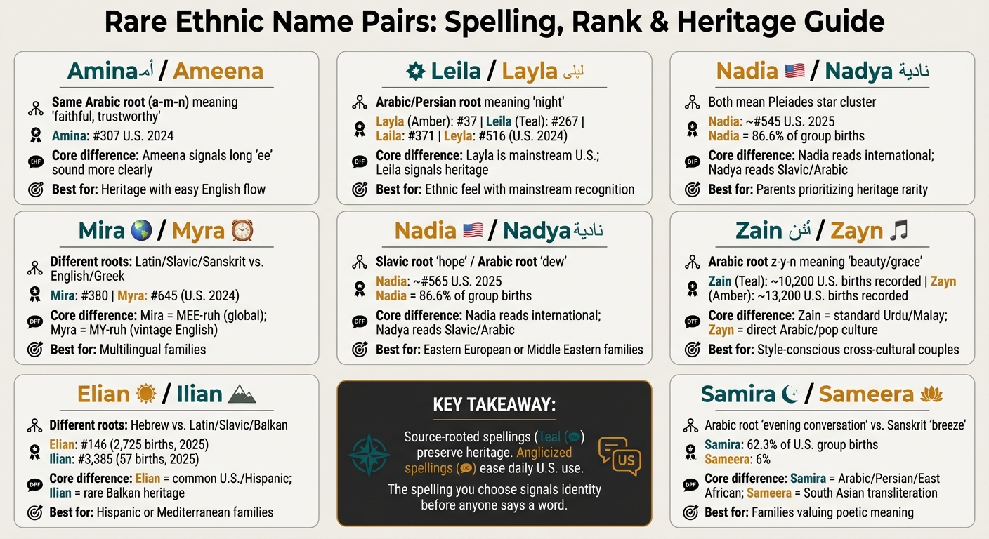 Rare Ethnic Name Pairs: Spelling, Rank & Heritage Guide