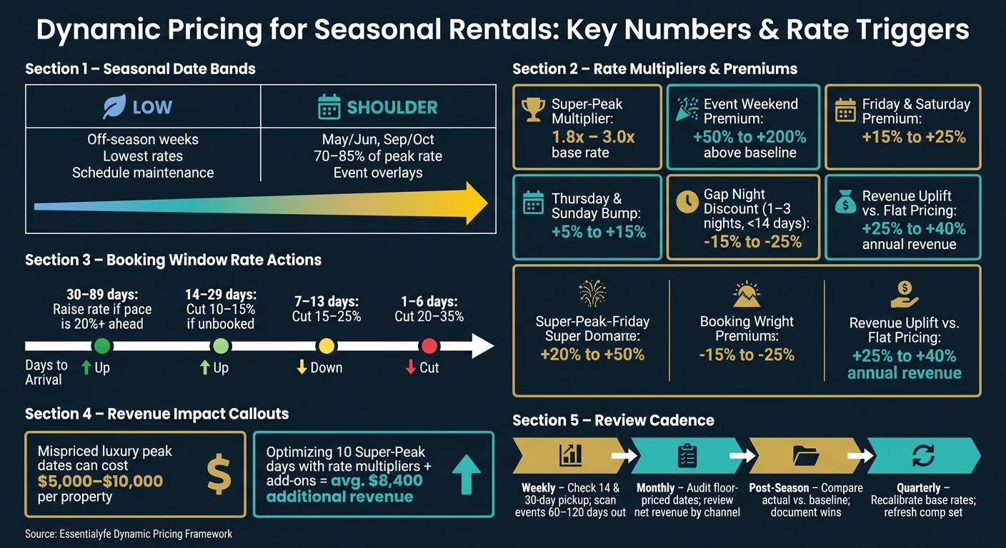 Dynamic Pricing for Seasonal Rentals: Key Numbers & Rate Triggers