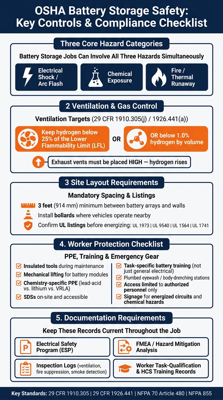 OSHA Battery Storage Safety: Key Controls & Compliance Checklist
