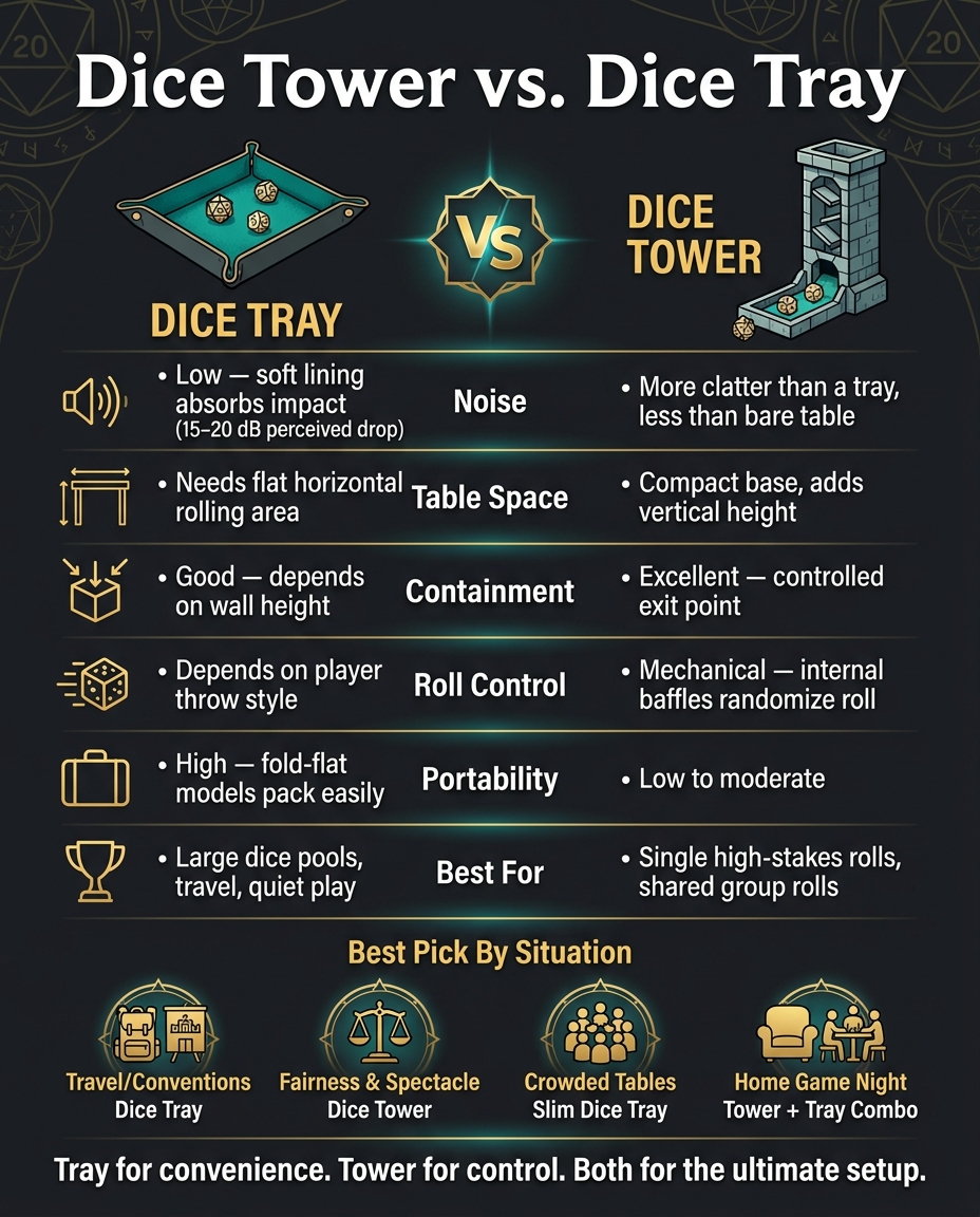 Dice Tower vs. Dice Tray: Quick Comparison Guide for Tabletop RPGs