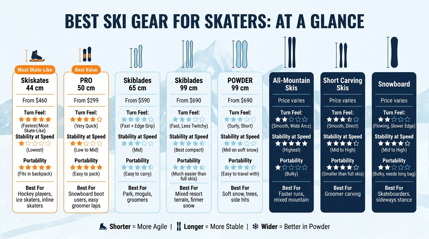 Best Ski Gear for Skaters: Quick Comparison by Length, Price & Ride Feel