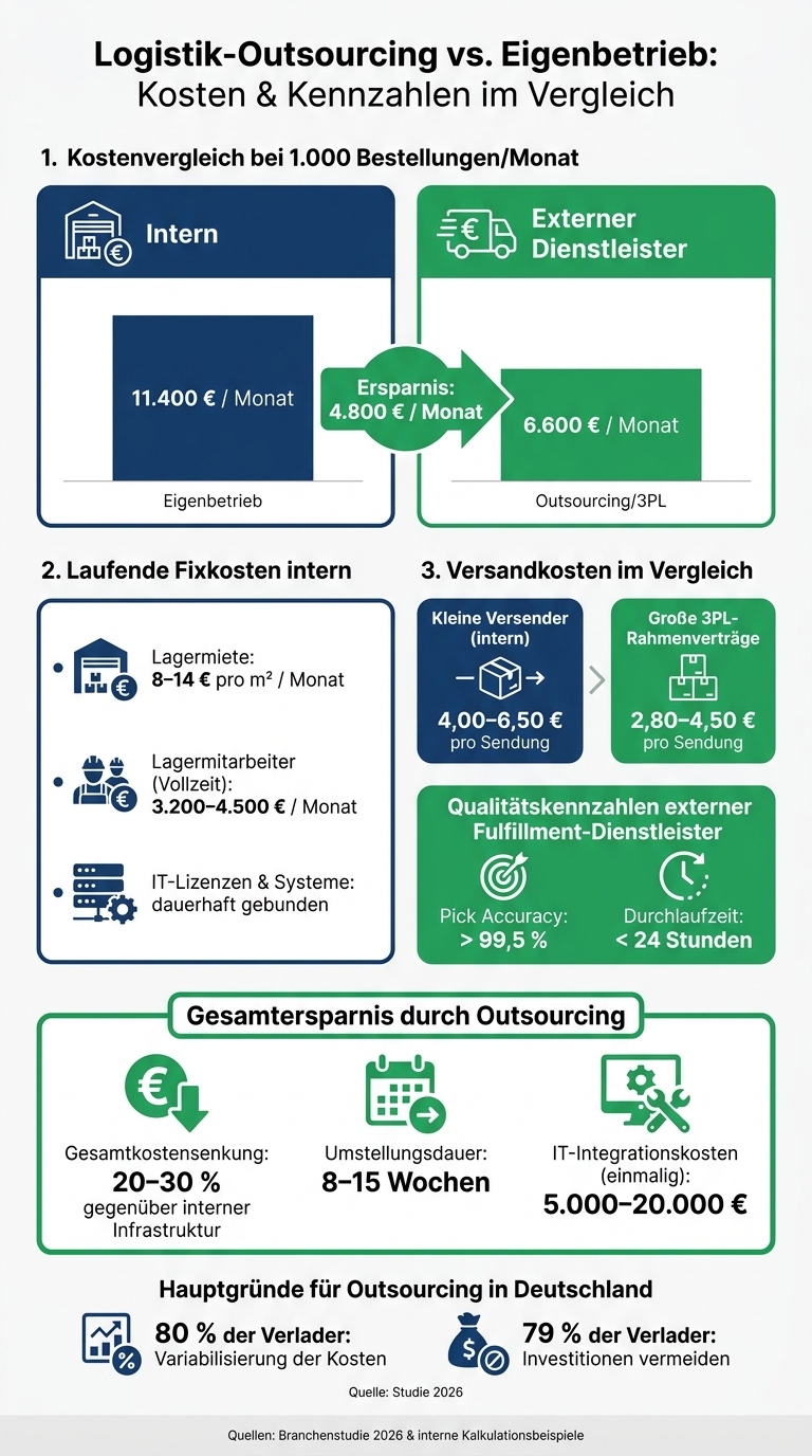 Logistik-Outsourcing vs. Eigenbetrieb: Kosten & Kennzahlen im Vergleich