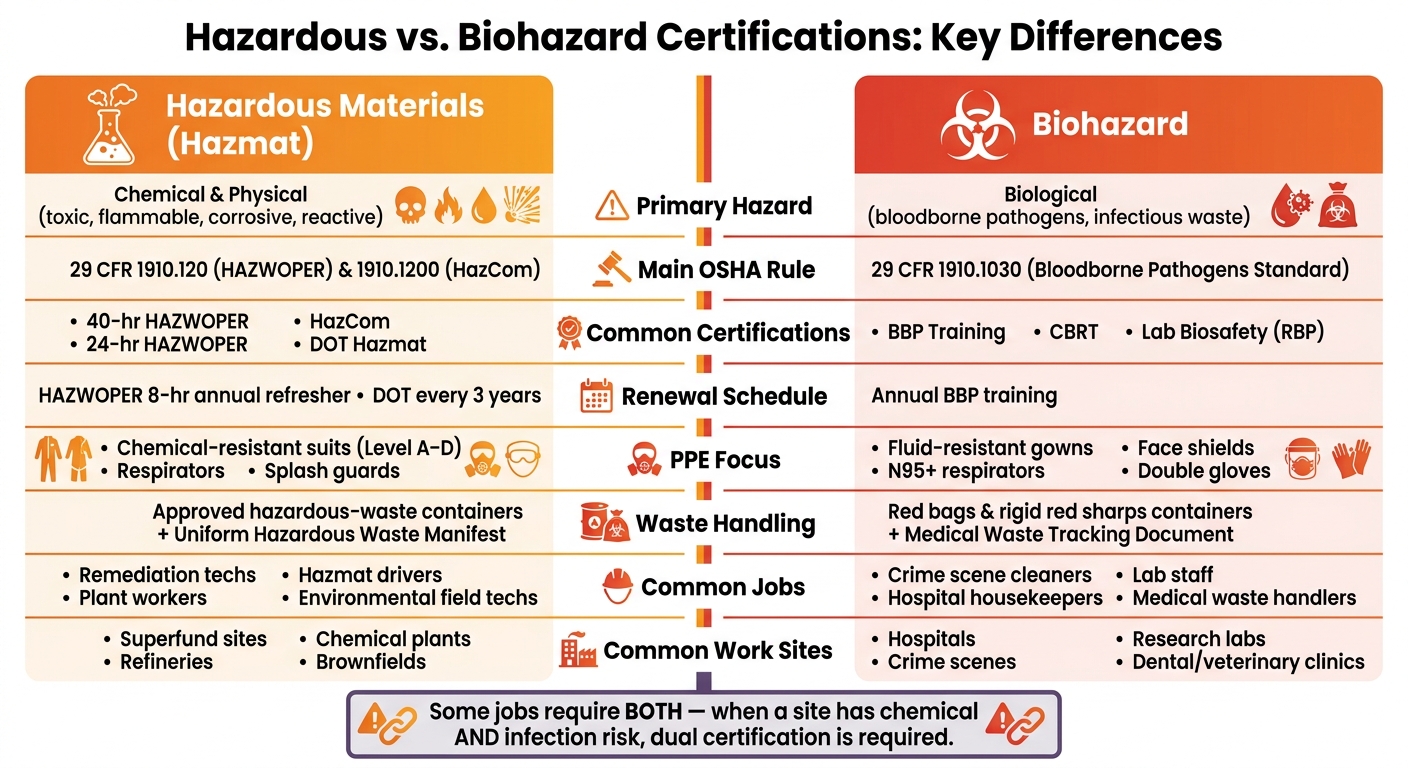 Hazardous vs. Biohazard Certifications: Side-by-Side Comparison