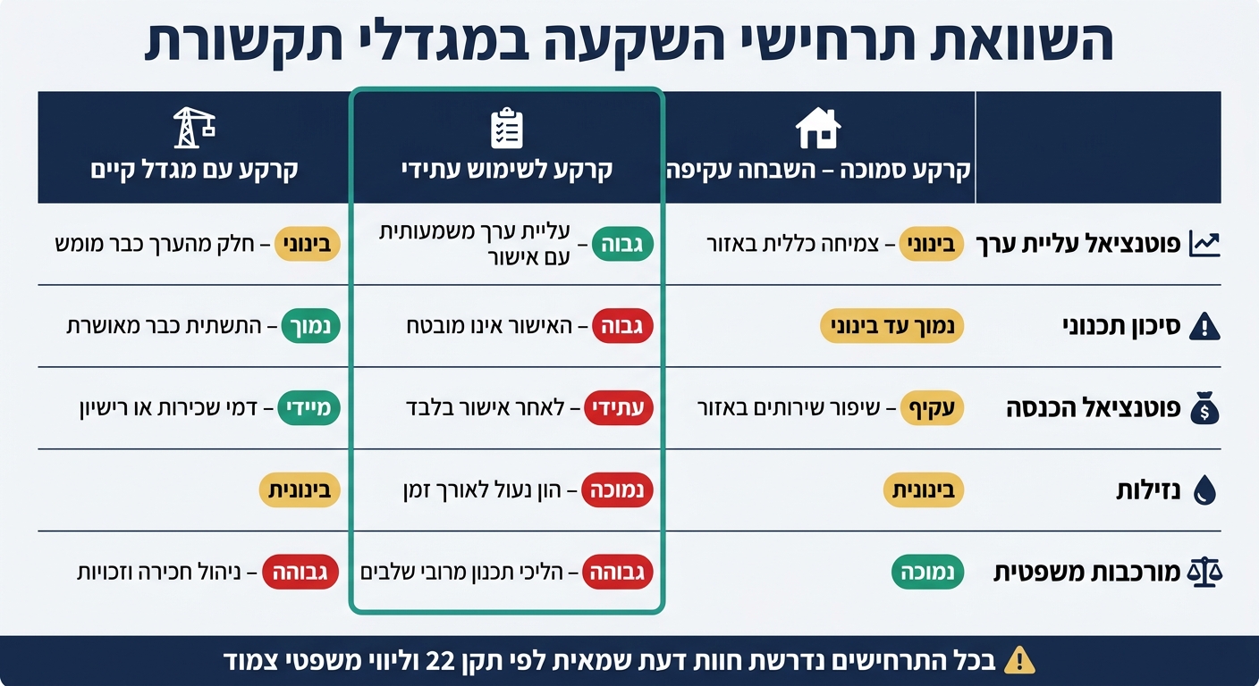 השוואת 3 תרחישי השקעה במגדלי תקשורת: סיכון, פוטנציאל ומורכבות