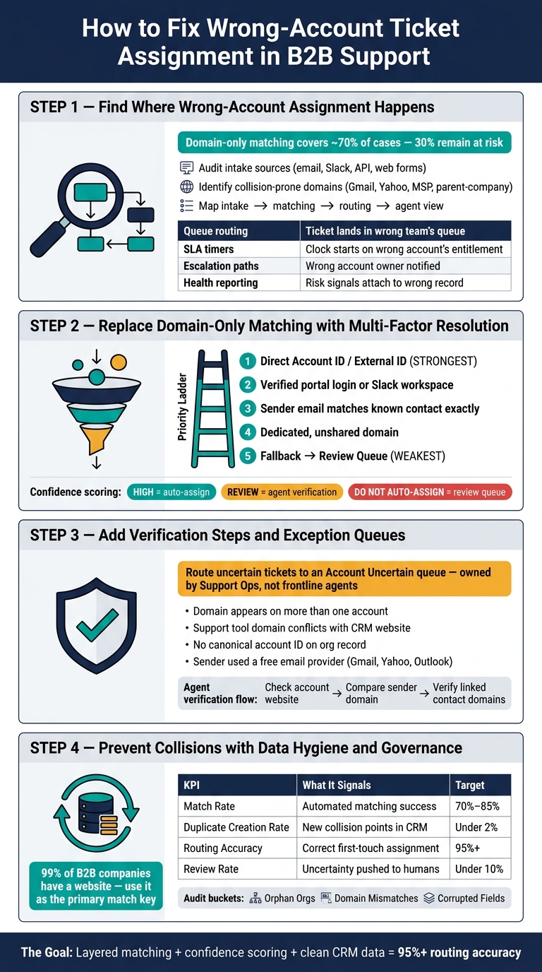 B2B Ticket Account Matching: 4-Step Framework to Prevent Domain Collisions