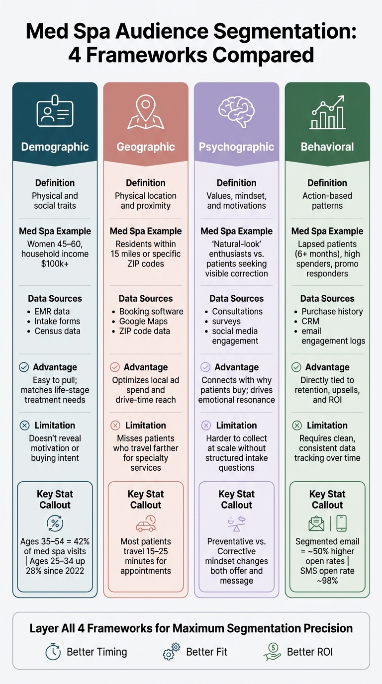 Med Spa Audience Segmentation: 4 Frameworks Compared