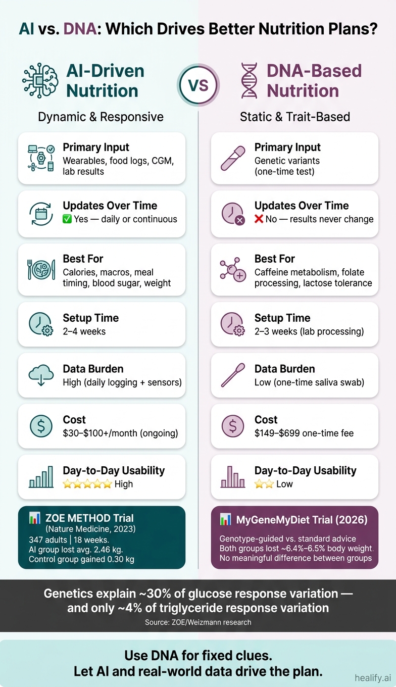 AI vs. DNA Nutrition Plans: Side-by-Side Comparison