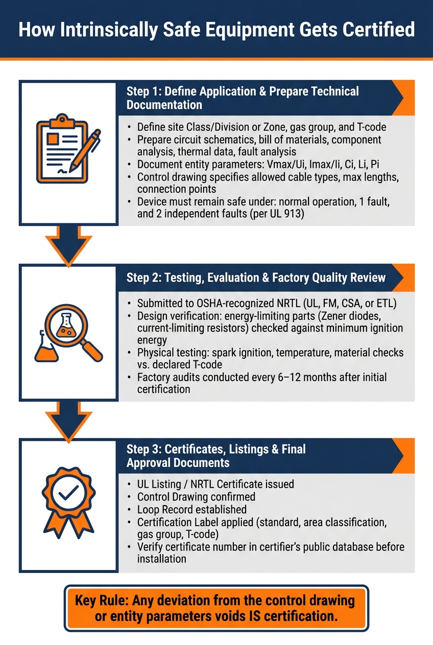 How Intrinsically Safe Equipment Gets Certified: 3-Step Process