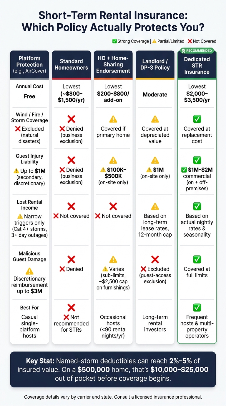 Short-Term Rental Insurance Options Compared: Coverage, Cost & Crisis Gaps